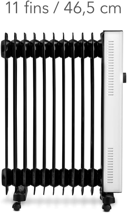 TROTEC Ölradiator TRH 27 E – Heizleistung 1200 W / 1300 W / 2500 W – Elektro Heizkörper, 11 Rippen,