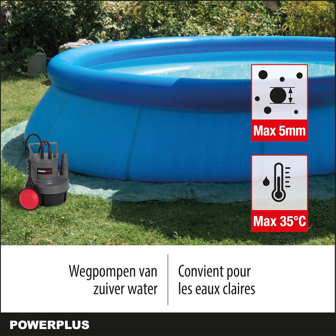 Powerplus Elektrische Wasserpumpe POWEW67900-200 W Tauchmotorpumpe, Maximaltemperatur 35°C und Förde