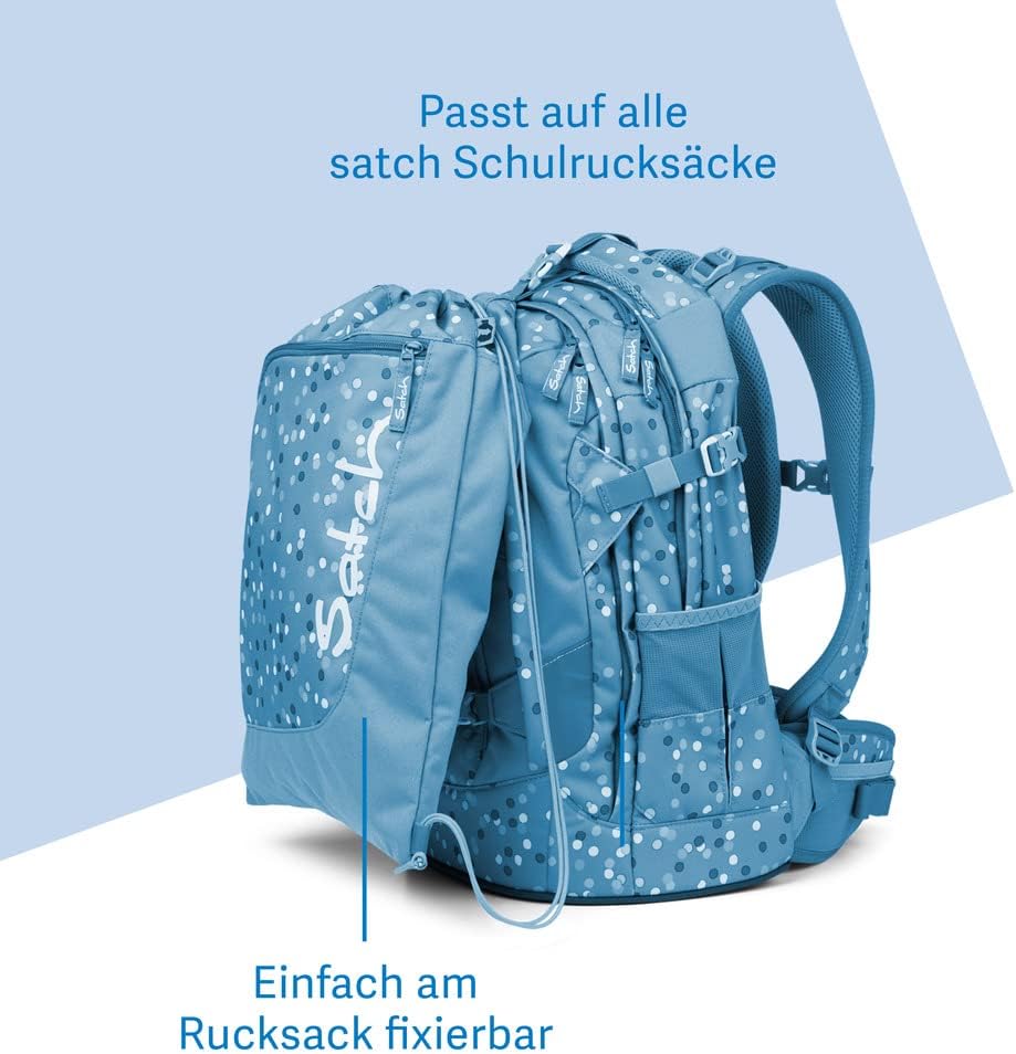 Satch Sportbeutel Turnbeutel für Mädchen und Jungen mit Reissverschlussfach, 12 Liter, am Satch Ruck