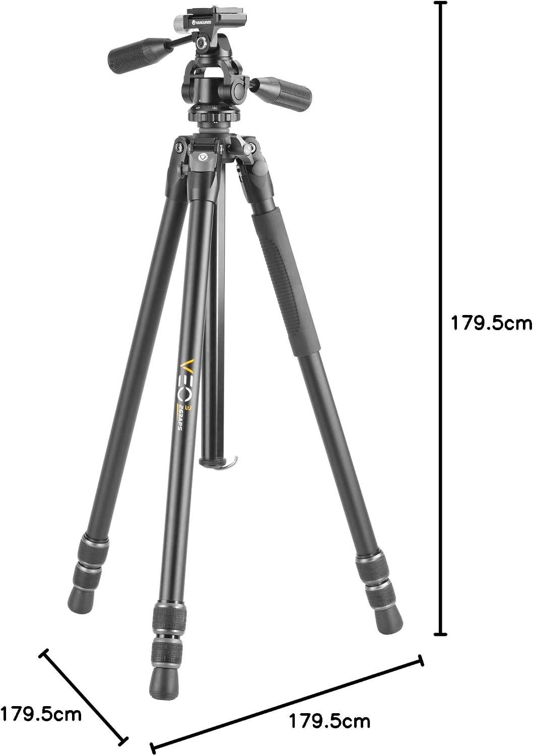 Vanguard Veo 3 263APS - Stativ mit 3-Wege-Stativkopf Aluminium 26mm 3 Wege, Aluminium 26mm 3 Wege