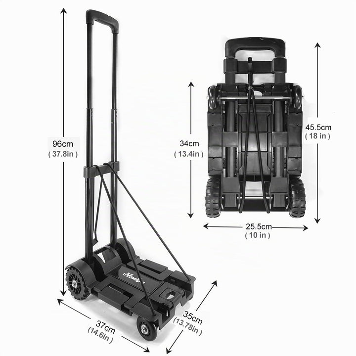 Dolly Cart mit 4 Rädern Teleskop Lron Tube Pull, Handwagen mit elastischem Seil, nach dem Zusammenkl