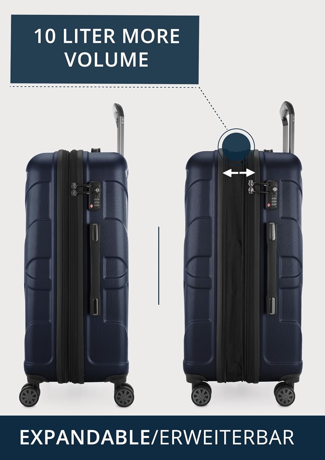 Suitline - 2er Trolley - Koffer Set Grössen Dunkelblau 6er Set S+M, Dunkelblau 6er Set S+M