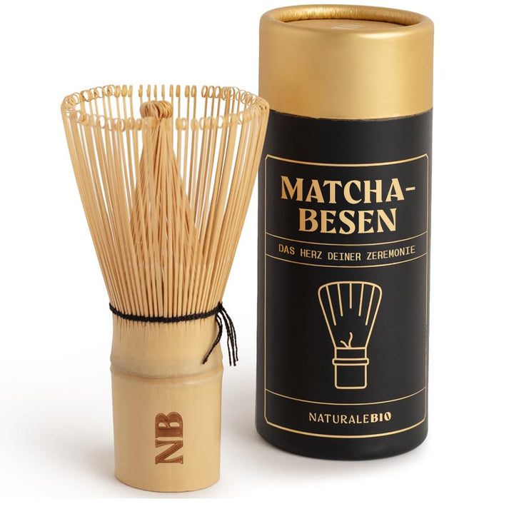 NaturaleBio Matcha Bambusbesen. Traditioneller Bambus-Chasen. 100% natürlicher Bambus, robust und na