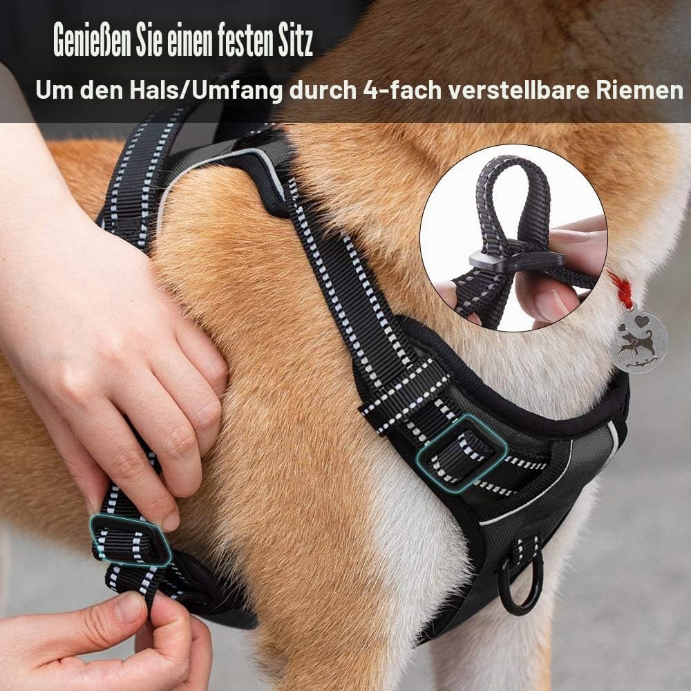 PoyPet No Pull Hundegeschirr, reflektierendes Westengeschirr mit 2 Leinenbefestigungen und einfachem