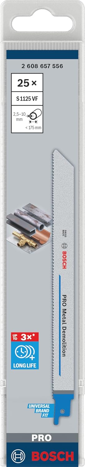 Bosch Accessories Bosch Professional 25 Stück Säbelsägeblatt S 1125 VF Heavy for Metal (für Metall,