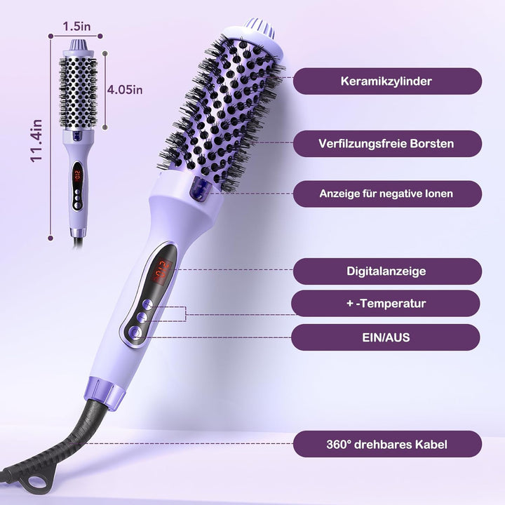 Thermobürste, Thermal Brush Ionische Lockenbürste Erhitzt zur Erzeugung Natürlicher Locken, Haarglät