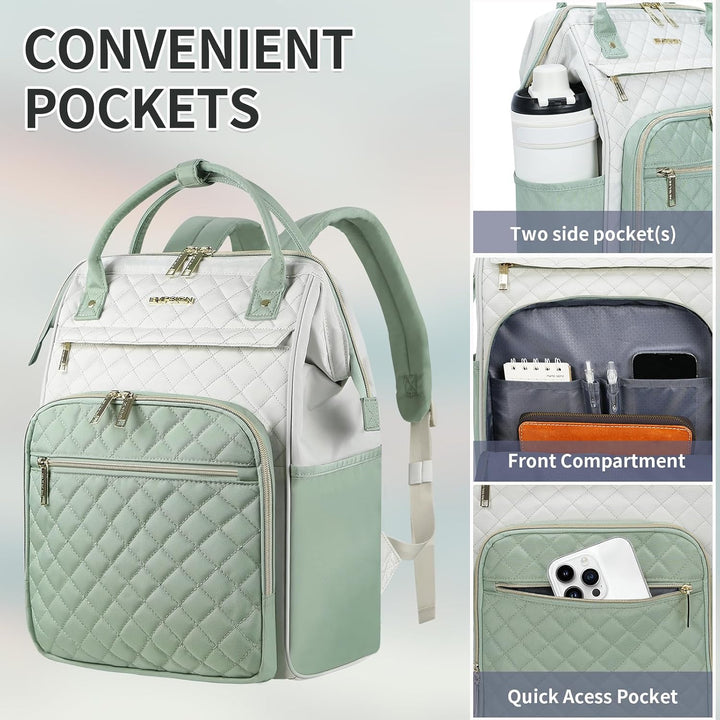 EMPSIGN Laptop Rucksack Damen 17.3 Zoll, Wasserfest Mädchen, Elegante Arbeitstasche Lehrertasche, Re
