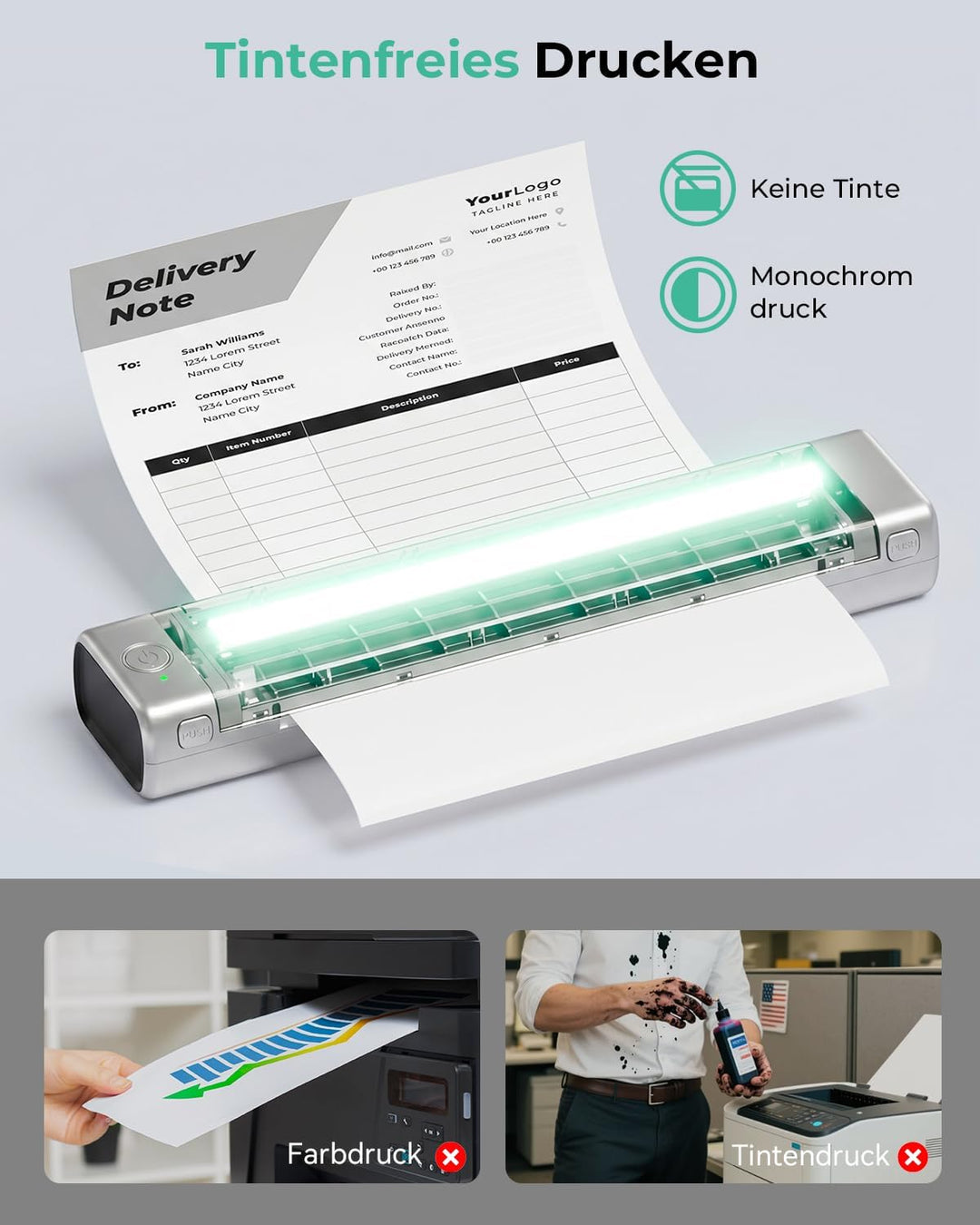 Phomemo M08F Tragbarer Thermodrucker Wireless Bluetooth Mobile Drucker A4 für Unterwegs Unterstützt