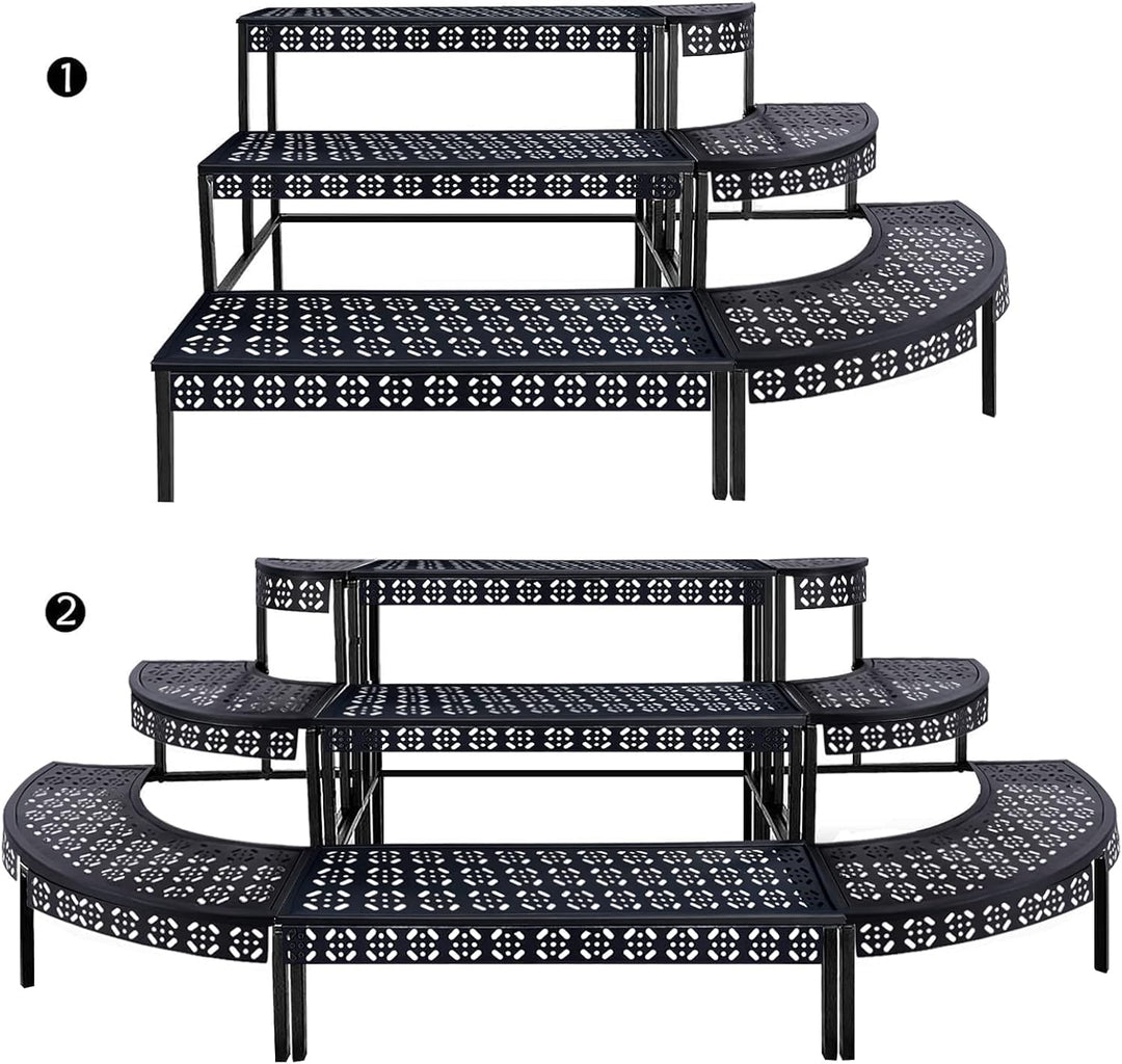 3 Stufen Metall Blumentreppe, Pflanzentreppe Blumenbank, Pflanzenregal Blumenregal, Pflanzenständer
