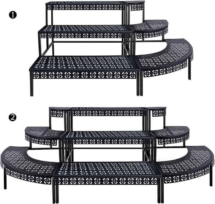 3 Stufen Metall Blumentreppe, Pflanzentreppe Blumenbank, Pflanzenregal Blumenregal, Pflanzenständer