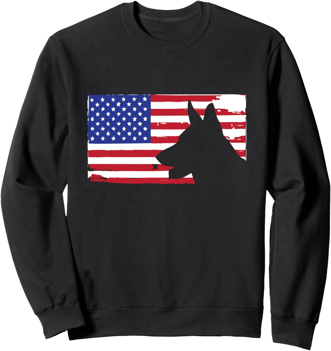 German Shepherd American Flag Gift Dog Gift USA Patriotic Sweatshirt