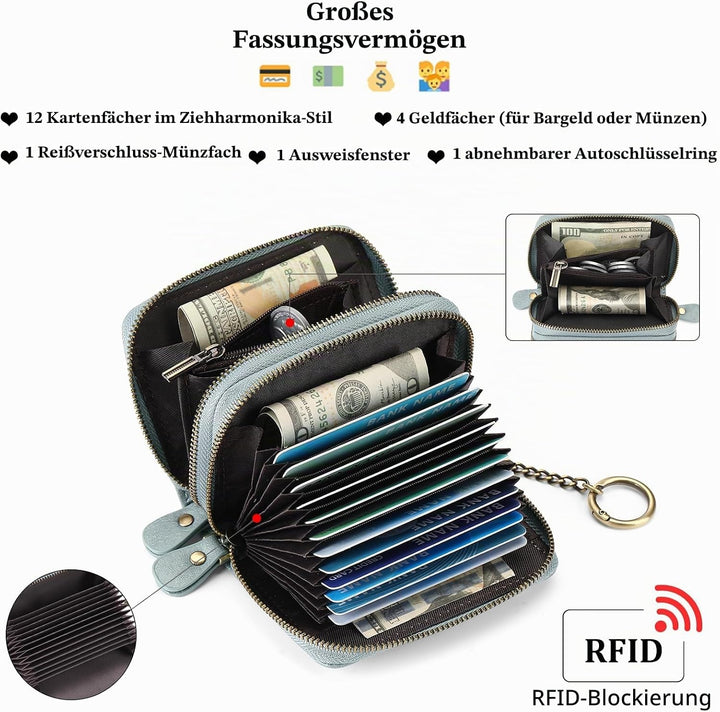 GAEKEAO Geldbörse Damen Kreditkartenetui Geldbörse Damen Klein Portemonnaie RFID-Blockierung Reissve