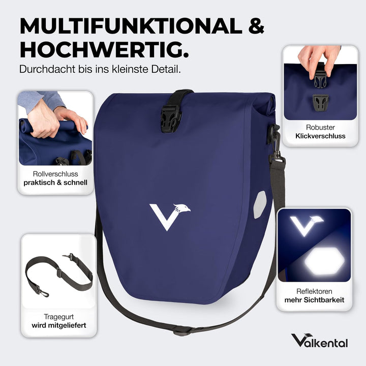 Valkental Gepäckträgertasche, Wasserdicht &amp; Abschliessbar | Abschliessbar für Diebstahlschutz, gross