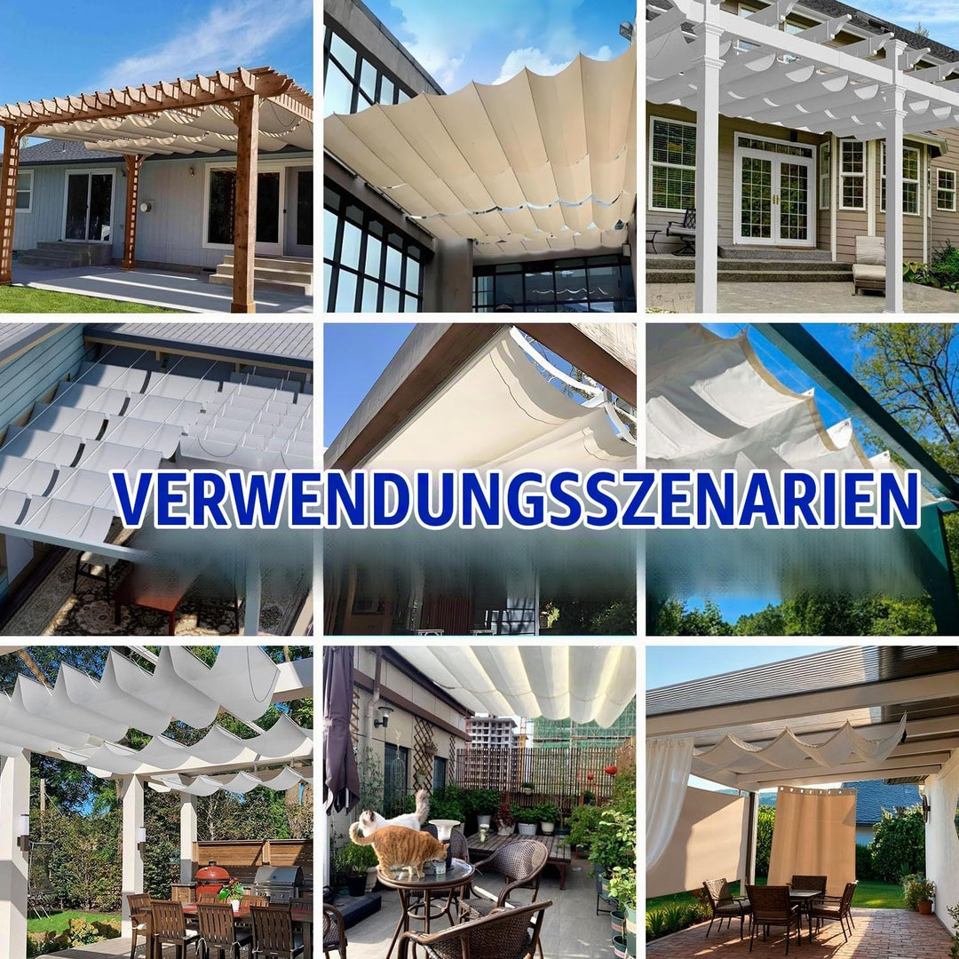 Einziehbares Welle Sonnensegel 1x4m, Verstellbare Pergola Markise mit wasserdichtem &amp; UV-beständigem