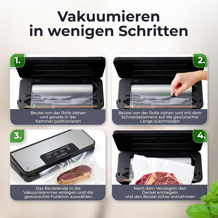 KLAMER Vakuumierer Classic Pro 80 - Vakuumiergerät für trockene oder feuchte Lebensmittel und Sous V