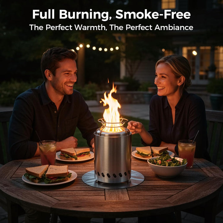 SMOOL Rauchfreier Tischfeuerkorb, Edelstahl raucharm, tragbaher Ofen für Camping, Outdoor & Terrasse