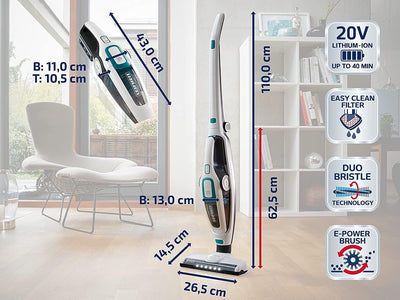 Leifheit Akku Staubsauger Regulus PowerVac 2in1 für bis zu 40 min kabelloses Staubsaugen, Akkustaubs