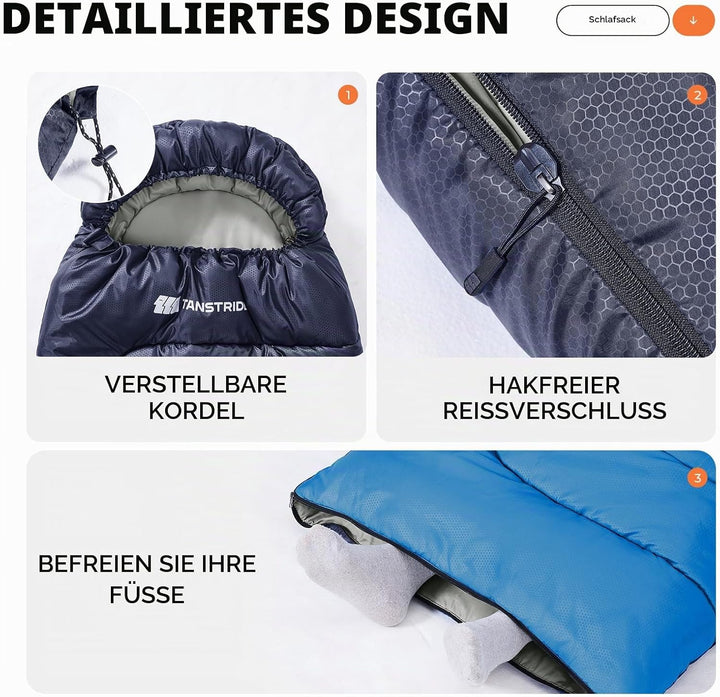 Schlafsack - 1,35 kg 3 Jahreszeiten-Deckenschlafsack, 2-in-1 Schlafsack Erwachsene, 10 °C bis 26 °C