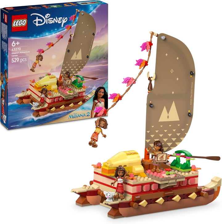 LEGO ǀ Disney Vaiana 2: Vaianas Abenteuerfloss - Spielzeug Boot mit Textilsegel, abnehmbarem Deck, L