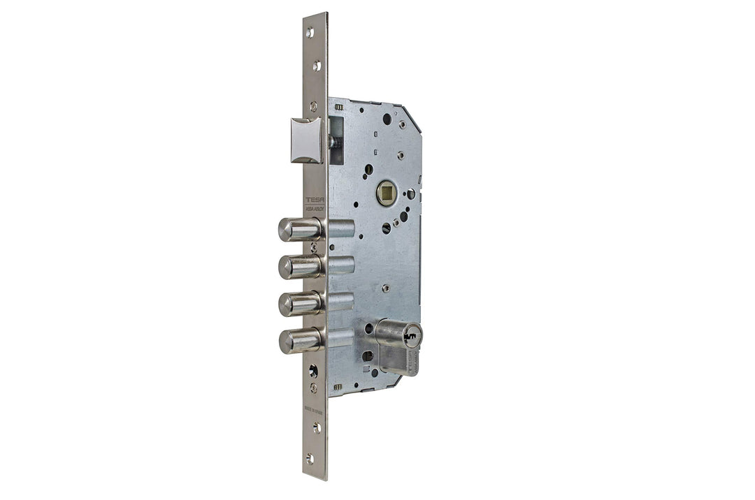 tesa R200B – Schloss mit Bolzen 50 T60 60 mm Eisen Nickel Messing. Cil. 30x30mm R201B, Messing. Cil.