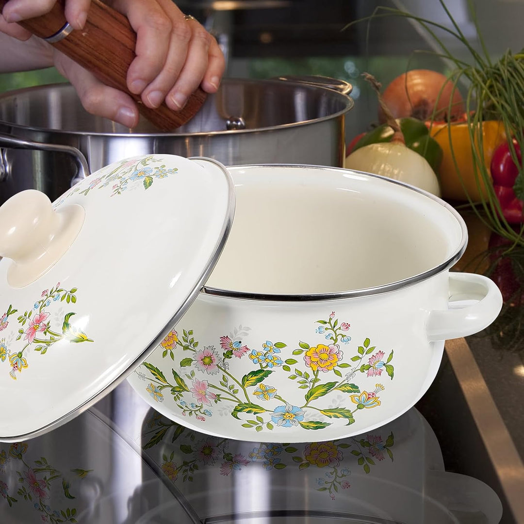 3 Stück Emaille Kochtöpfe Set Mit Deckel Retro Suppentöpfe Für Instantnudeln Suppe Und Milch Flacher