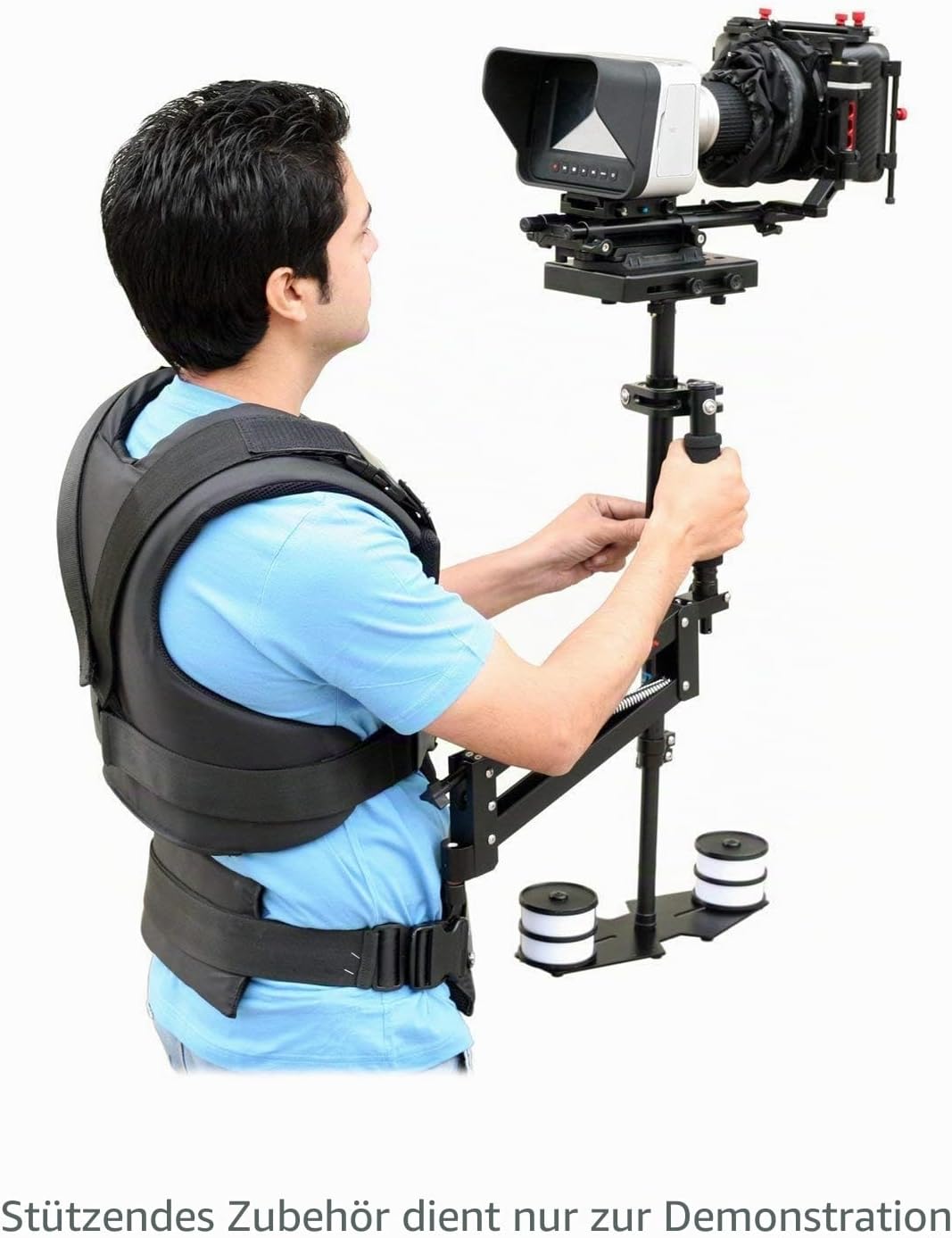 FLYCAM 5000 Videokamerastabilisator mit Komfortarm und Steadycam Weste + GRATIS Tischklemme | Stabil