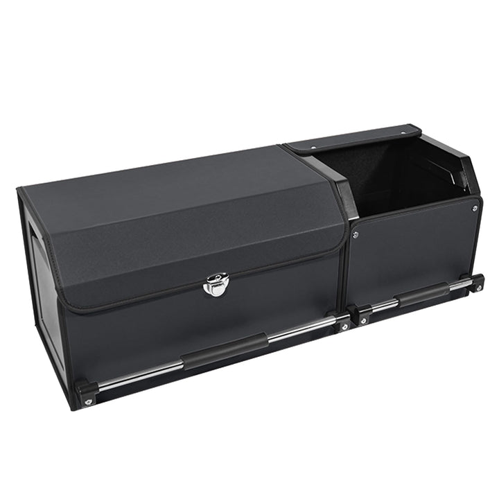 Modulares 2-in-1 Auto Kofferraum Organizer mit Deckel, Stabiler Zuggriff, Strapazierfähiges Leder, A