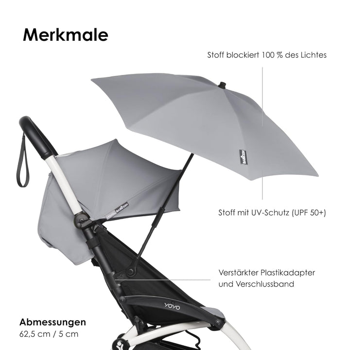 BABYZEN YOYO Sonnenschirm, Stone - UPF 50+ Schutz - Kompatibel mit 0+ Neugeborenen Set, Liegewanne,