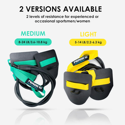 Ferok Pro - Zugseil Schwimmen Paddles - Fitness Widerstandsband mit Seilen und Handpaddles - Ideal f