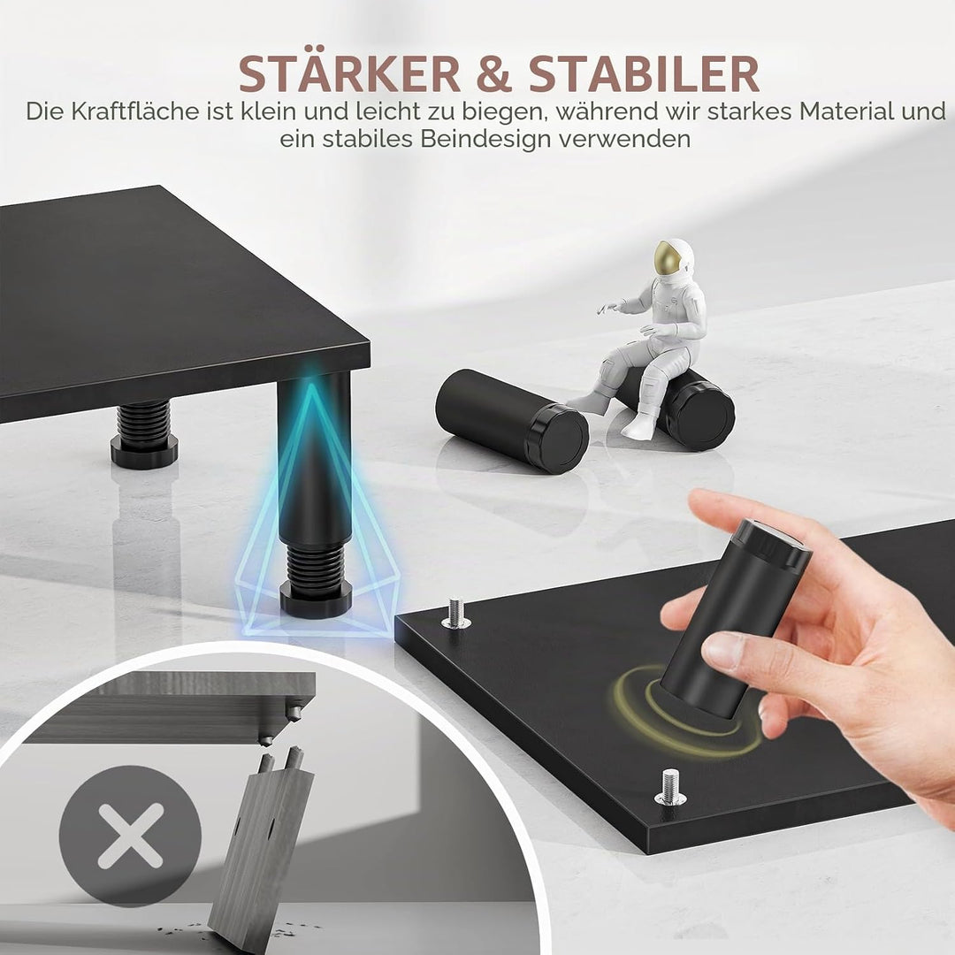 AX WABER Dual Monitor Stand Riser, einstellbare Höhe, Stahlbein, Holz Monitorständer für 2 Monitore