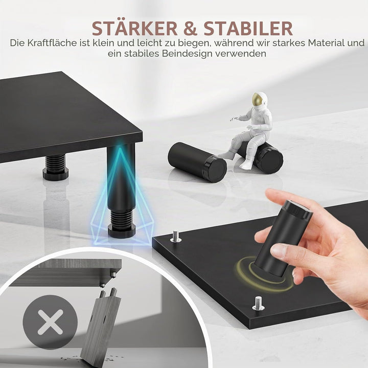 AX WABER Dual Monitor Stand Riser, einstellbare Höhe, Stahlbein, Holz Monitorständer für 2 Monitore