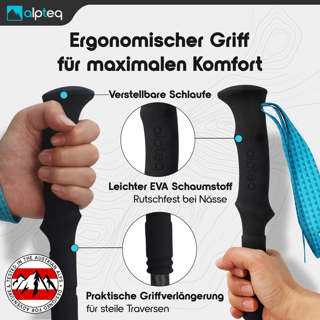 Carbon Wanderstöcke Teleskop – Ultraleichte Trekkingstöcke Kohlenstofffaser & Aluminium für Damen, H