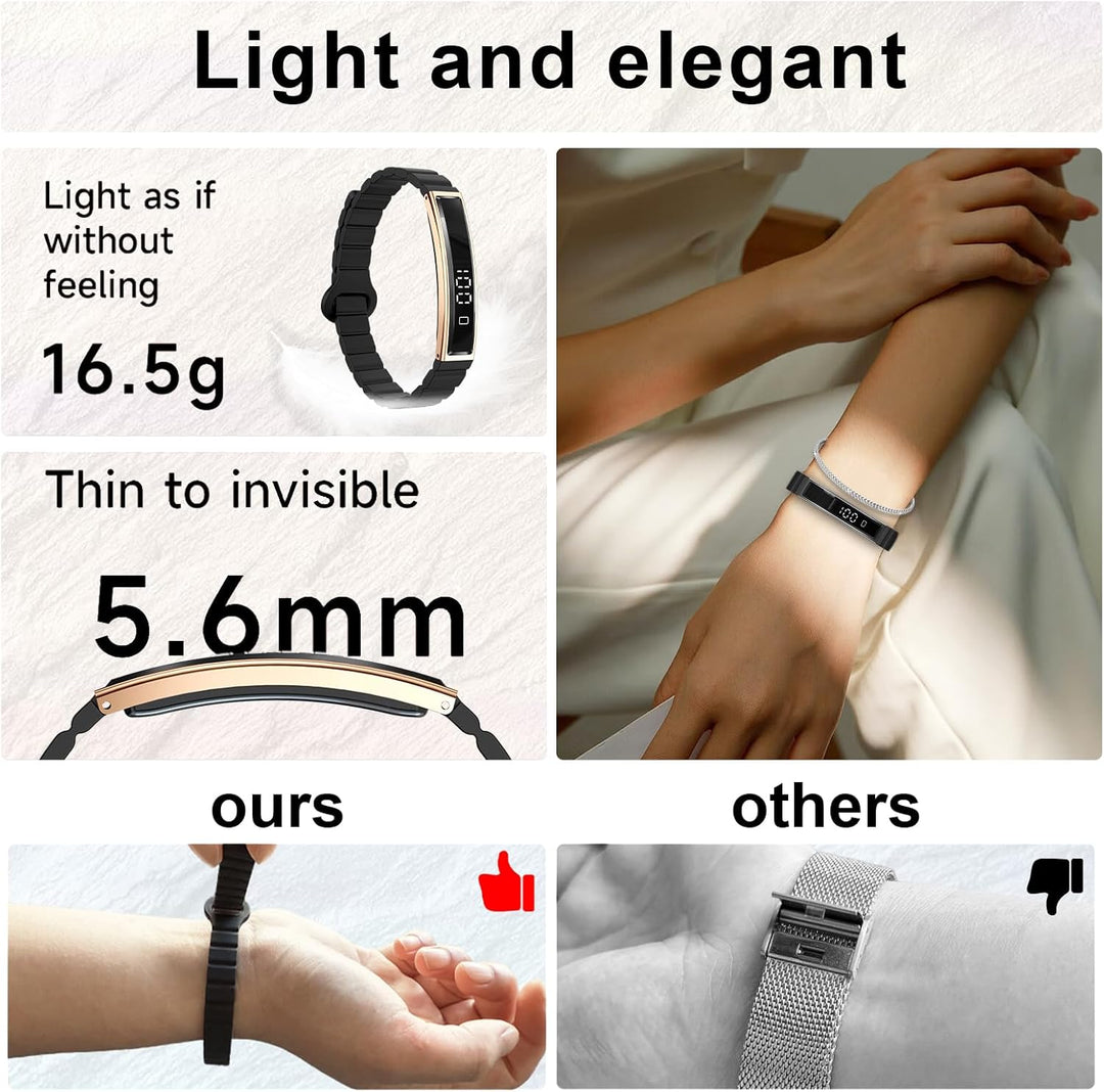 Efolen Smartwatch Damen Herren Schmal,16.5g Smart Band Fitness-Tracker mit 12 Sportmodi,Pulsuhr SpO2