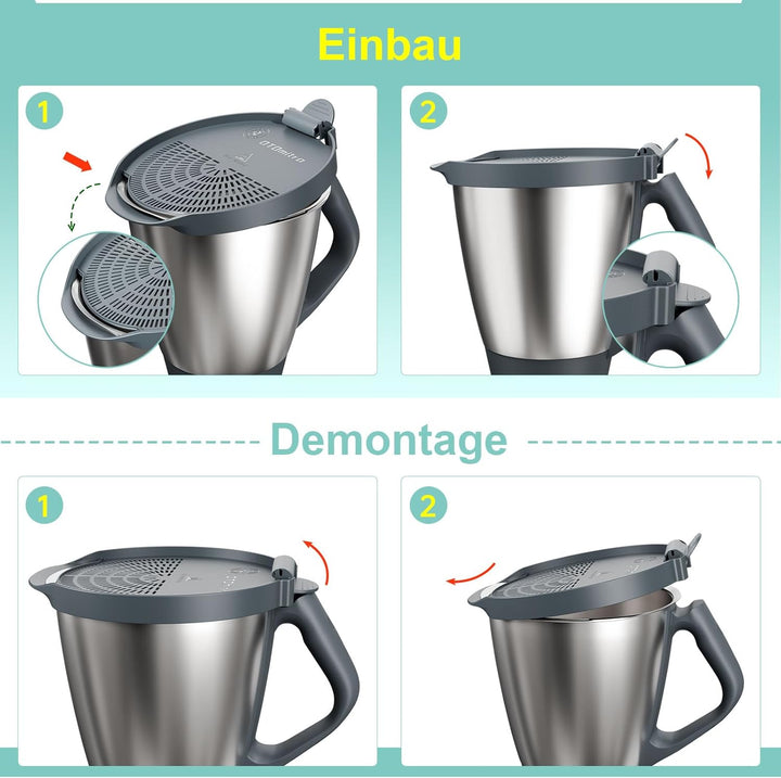 Ausgusssieb für Thermomix TM6 TM5, Abgiesshilfe und Spritzschutz, BPA freies Nudelsieb, Siebaufsatz