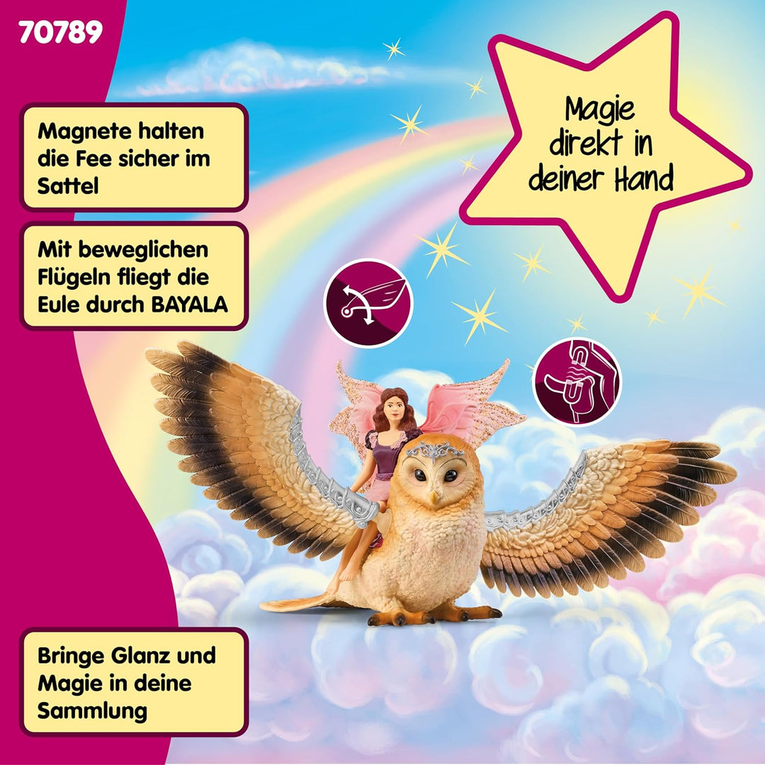 schleich BAYALA 70789 Fliegende Fee mit Funkel Eule Spielset - Zauberhafte Fee und Eulen Figur, Fant