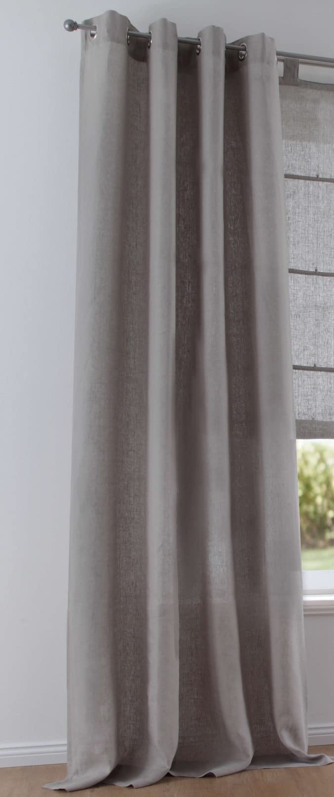 Kutti Ösenschal Metis 100% Leinen Blickdicht Vorhang Gardine grau Breite 140 * Höhe 145 cm (1 Stück)