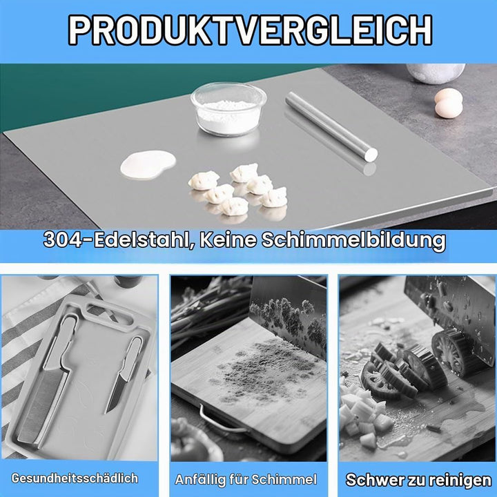 Edelstahl Schneidebrett 30 x 40cm, Schweres Schneidebrett Edelstahl Küche Cutting Board zum Kochen,