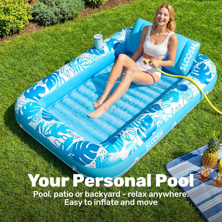 SLOOSH Aufblasbare Tanning Pool, 70" x 46"/ 85" x 57" Grosse aufblasbarer Luftmatratze für Erwachsen