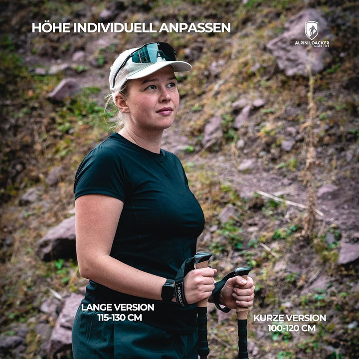 ALPIN LOACKER Wanderstöcke faltbar Carbon oder Aluminium mit Korkgriff I Nordic Walking Stöcke Damen