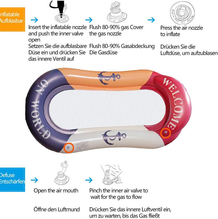 luftmatratze mit Netz, Pool matratze mit wasserdichter Handytasche wasserhängematte mit Netz, luftma