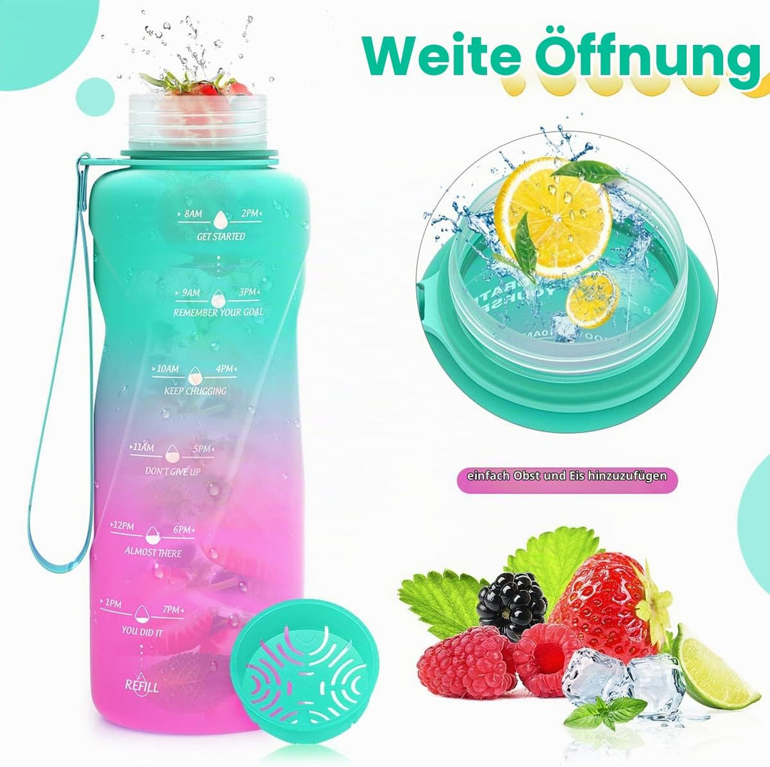 Coolfel Sport Trinkflasche 2l, 1,5l, 1l, 700ml, 500ml Trinkflasche Kinder Auslaufsicher, Motivierend