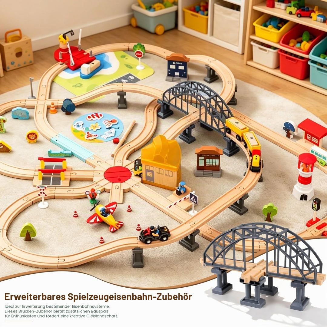 Holzeisenbahn Zubehör, Holzschienen Eisenbahn Brücke, Kreuzen Holz Eisenbahn Brücken, Kompatibel mit