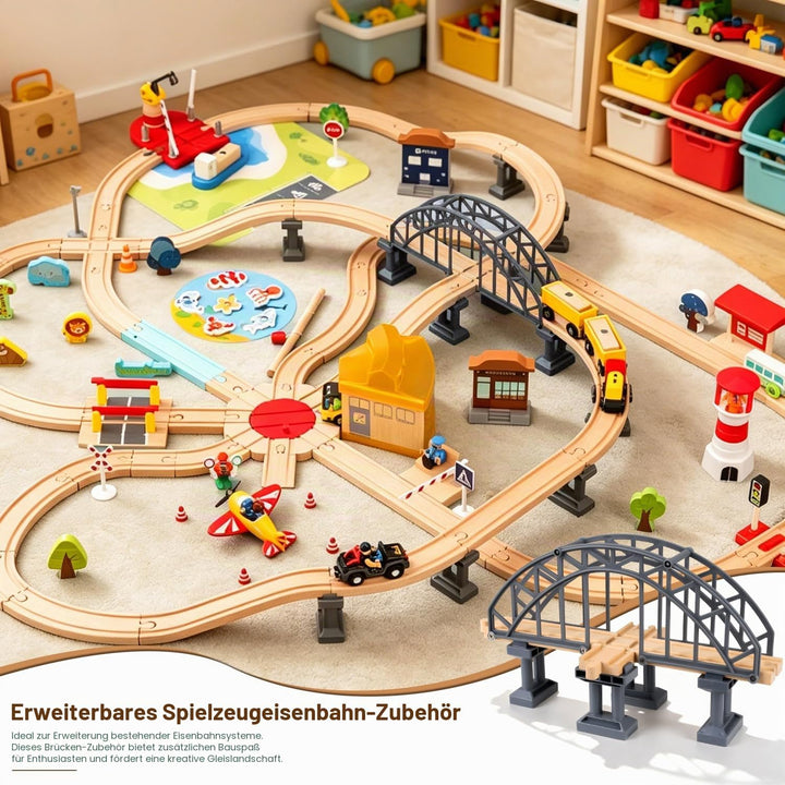Holzeisenbahn Zubehör, Holzschienen Eisenbahn Brücke, Kreuzen Holz Eisenbahn Brücken, Kompatibel mit