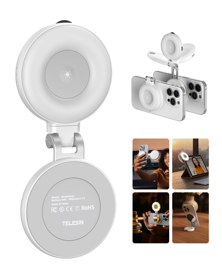 TELESIN C03 Magnetische Selfie-Licht, Handy-Licht kompatibel mit iPhone Magsafe, CRI97 360° LED Self