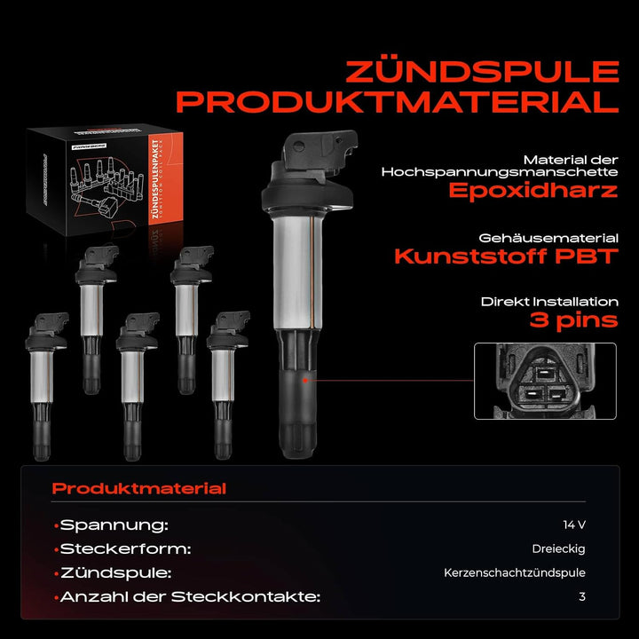 Frankberg 6x Zündspule Zündmodul Kompatibel mit 116i-135i 220i 316i-335i M3 520i-550i 630i-650i 735i