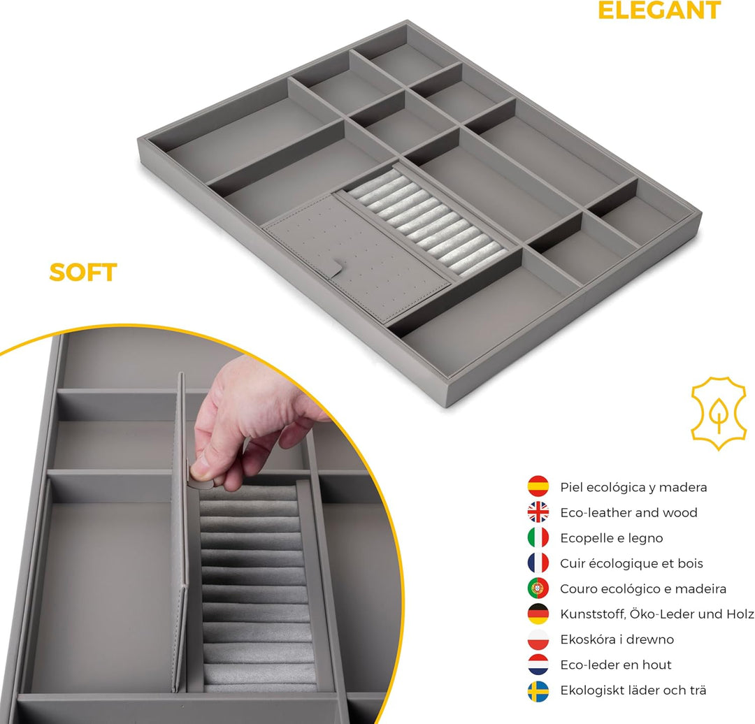 Emuca - Satz Organisationsschublade und ahmen für Schrank Quartz, mit Softclose-Vollauszug, Modul 70