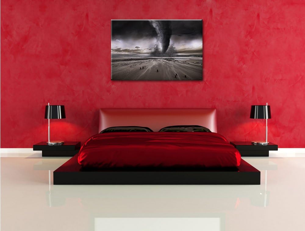 Dramatischer Tornado, Format: 100x70 auf Leinwand, XXL riesige Bilder fertig gerahmt mit Keilrahmen,