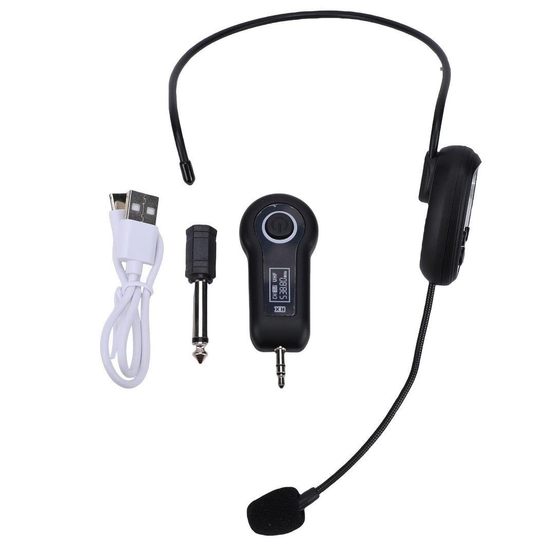 Fabater Kabelloses Headset-Mikrofon, 2,4 G UHF-Funkmikrofonsystem, Kopf-Handmikrofon 2 in 1 mit 3,5