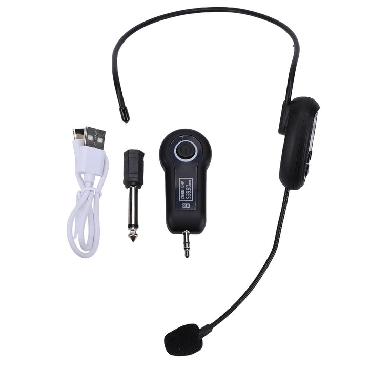 Fabater Kabelloses Headset-Mikrofon, 2,4 G UHF-Funkmikrofonsystem, Kopf-Handmikrofon 2 in 1 mit 3,5