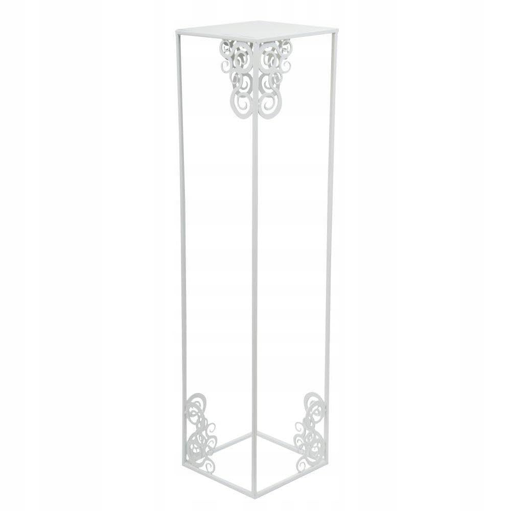 Blumenständer Metall 80 x 24 cm - Solider Blumenhocker mit Ornamenten - Weiss Pflanzenständer für di